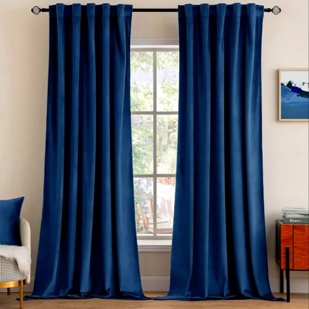 Elegant Navy Blue Curtains 2 Panels